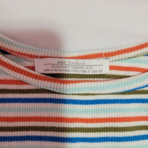 ZARA striped pattern ribbed cropped tank top - Picture 4 of 6